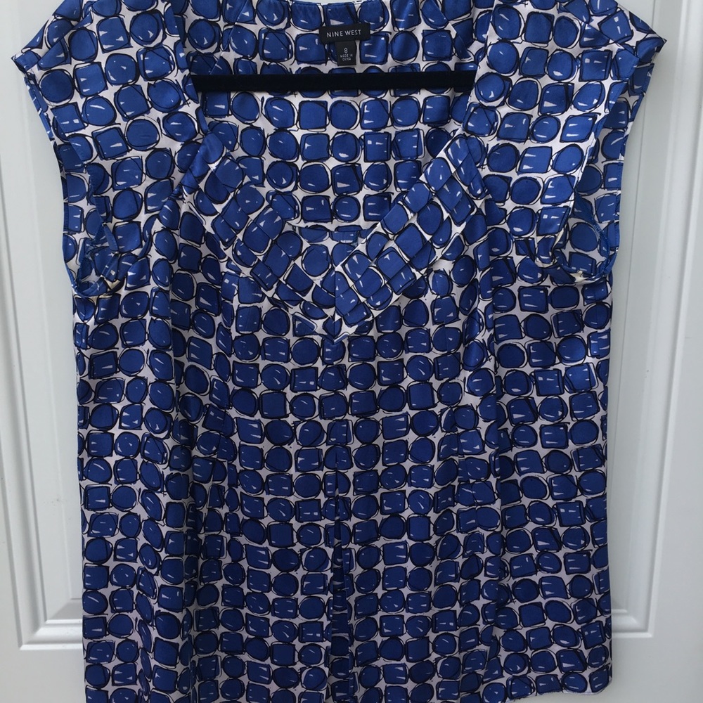 Nine West silky blue blouse